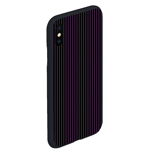 Чехол iPhone XS Max матовый Тёмный фиолетовый в полоску / 3D-Черный – фото 2
