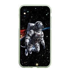 Чехол iPhone XS Max матовый The dalmatian brave cosmonaut - ai art, цвет: 3D-салатовый