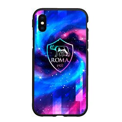 Чехол iPhone XS Max матовый Roma неоновый космос, цвет: 3D-черный