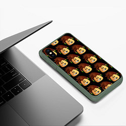 Чехол iPhone XS Max матовый Игра Роблокс, цвет: 3D-темно-зеленый — фото 2