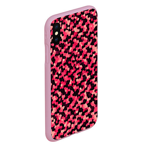 Чехол iPhone XS Max матовый Мозаика красно-бордовый / 3D-Розовый – фото 2