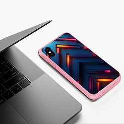 Чехол iPhone XS Max матовый Неоновый узор стальные раскалённые пластины, цвет: 3D-баблгам — фото 2