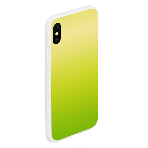 Чехол iPhone XS Max матовый Градиент лимонный жёлто-салатовый / 3D-Белый – фото 2