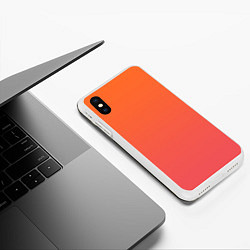 Чехол iPhone XS Max матовый Градиент оранжево-розовый, цвет: 3D-белый — фото 2