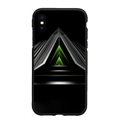 Чехол iPhone XS Max матовый Black green abstract nvidia style