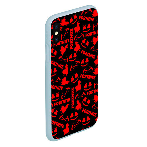 Чехол iPhone XS Max матовый Fortnite pattern logo marshmello / 3D-Голубой – фото 2