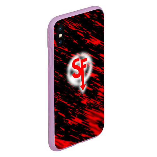 Чехол iPhone XS Max матовый Sally face красные искры / 3D-Сиреневый – фото 2