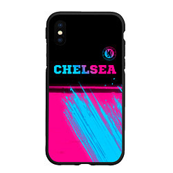 Чехол iPhone XS Max матовый Chelsea - neon gradient посередине, цвет: 3D-черный