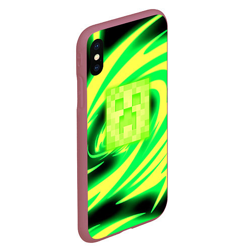 Чехол iPhone XS Max матовый Minecraft кислотный стиль / 3D-Малиновый – фото 2