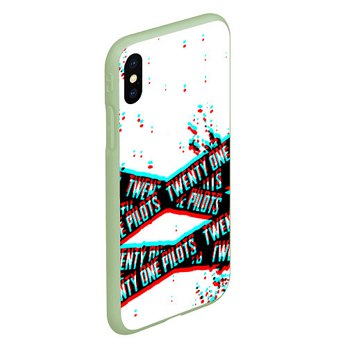 Чехол iPhone XS Max матовый Twenty one pilots glitch music / 3D-Салатовый – фото 2