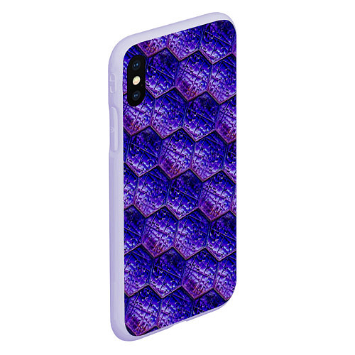 Чехол iPhone XS Max матовый Сине-фиолетовая стеклянная мозаика / 3D-Светло-сиреневый – фото 2