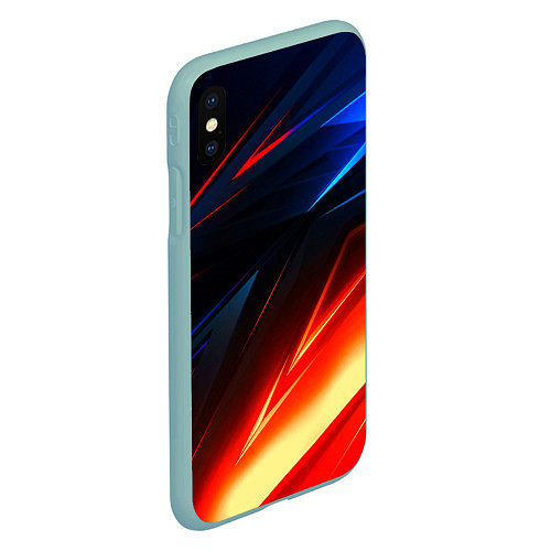 Чехол iPhone XS Max матовый Geometry stripes neon steel / 3D-Мятный – фото 2