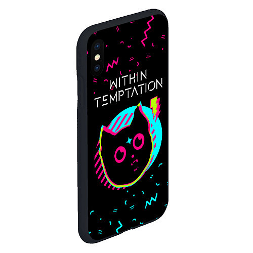 Чехол iPhone XS Max матовый Within Temptation - rock star cat / 3D-Черный – фото 2