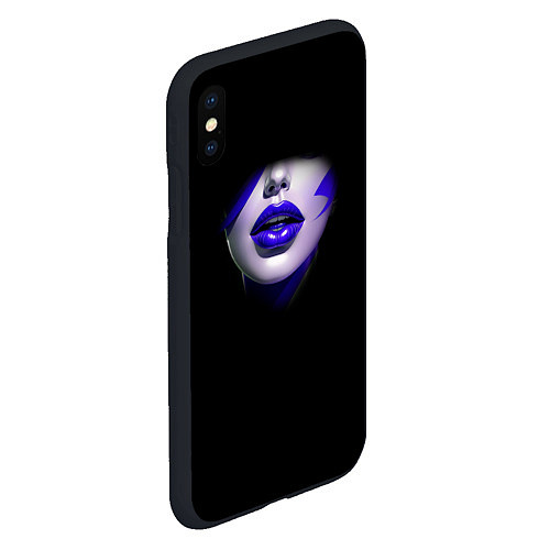 Чехол iPhone XS Max матовый Синяя помада / 3D-Черный – фото 2