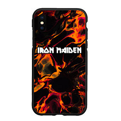 Чехол iPhone XS Max матовый Iron Maiden red lava, цвет: 3D-черный