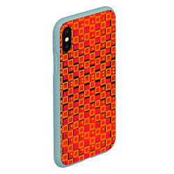 Чехол iPhone XS Max матовый Фиолетовые квадраты на чёрном фоне, цвет: 3D-мятный — фото 2