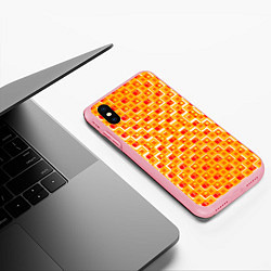 Чехол iPhone XS Max матовый Жёлтые и красные квадраты на белом фоне, цвет: 3D-баблгам — фото 2