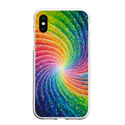 Чехол iPhone XS Max матовый Радужные узоры яркие, цвет: 3D-белый