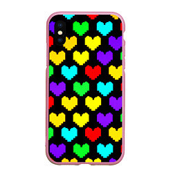 Чехол iPhone XS Max матовый Undertale heart pattern, цвет: 3D-розовый