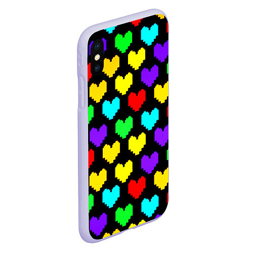 Чехол iPhone XS Max матовый Undertale heart pattern / 3D-Светло-сиреневый – фото 2