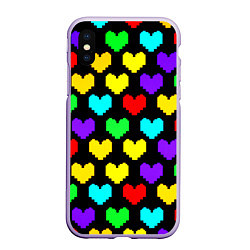 Чехол iPhone XS Max матовый Undertale heart pattern, цвет: 3D-светло-сиреневый