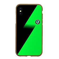 Чехол iPhone XS Max матовый Skoda green line geometry