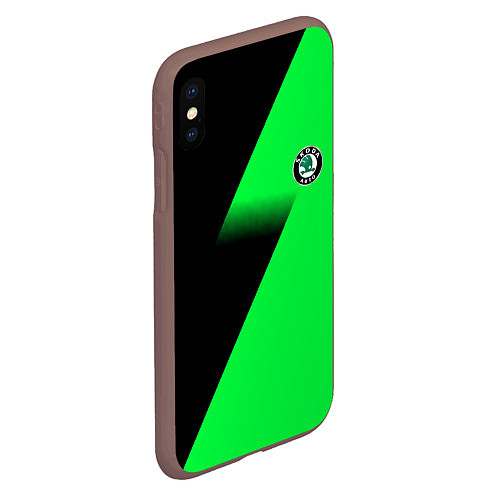 Чехол iPhone XS Max матовый Skoda green line geometry / 3D-Коричневый – фото 2