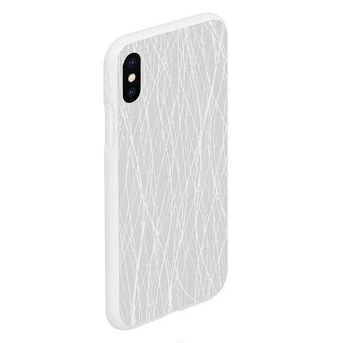 Чехол iPhone XS Max матовый Светлый серый волнистые линии / 3D-Белый – фото 2