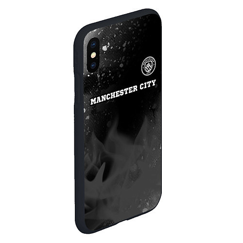 Чехол iPhone XS Max матовый Manchester City sport на темном фоне посередине / 3D-Черный – фото 2