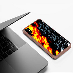 Чехол iPhone XS Max матовый Текстура огня и воды, цвет: 3D-коричневый — фото 2