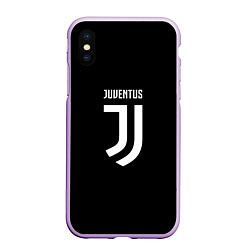 Чехол iPhone XS Max матовый Juventus sport fc белое лого, цвет: 3D-сиреневый