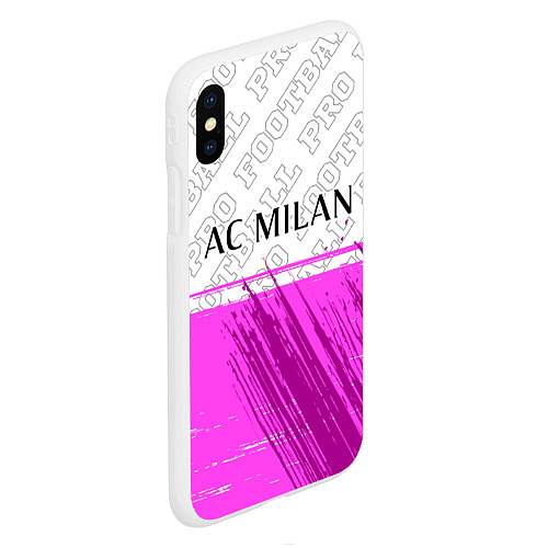 Чехол iPhone XS Max матовый AC Milan pro football посередине / 3D-Белый – фото 2