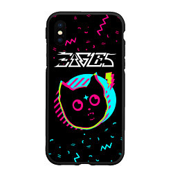 Чехол iPhone XS Max матовый Eagles - rock star cat, цвет: 3D-черный