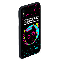 Чехол iPhone XS Max матовый Eagles - rock star cat, цвет: 3D-черный — фото 2
