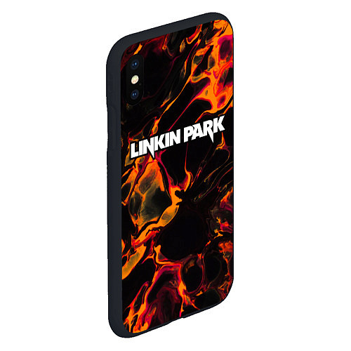 Чехол iPhone XS Max матовый Linkin Park red lava / 3D-Черный – фото 2