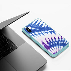 Чехол iPhone XS Max матовый Сине-фиолетовый узор тай дай, цвет: 3D-мятный — фото 2