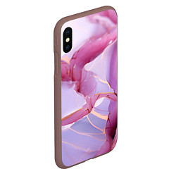 Чехол iPhone XS Max матовый Куски розового мрамора, цвет: 3D-коричневый — фото 2