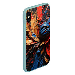 Чехол iPhone XS Max матовый Красные красочные брызги, цвет: 3D-мятный — фото 2