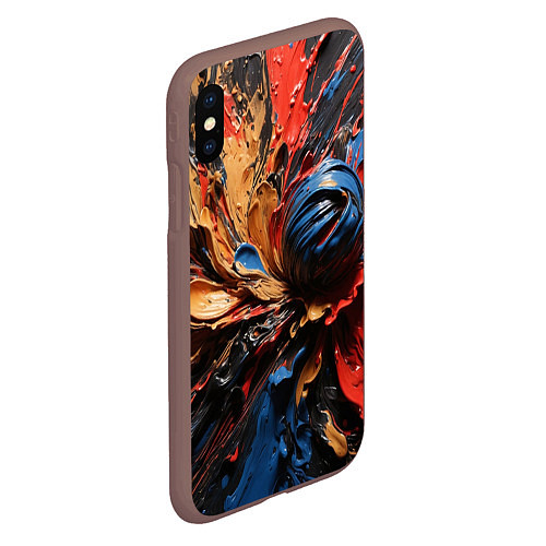 Чехол iPhone XS Max матовый Красные красочные брызги / 3D-Коричневый – фото 2