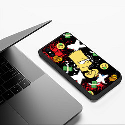 Чехол iPhone XS Max матовый Барт Симпсон на фоне баксов, цвет: 3D-черный — фото 2