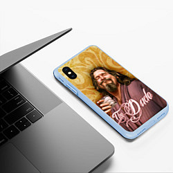 Чехол iPhone XS Max матовый The Big Lebowski dude, цвет: 3D-голубой — фото 2