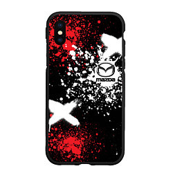 Чехол iPhone XS Max матовый Мазда на фоне граффити и брызг красок, цвет: 3D-черный