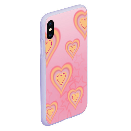 Чехол iPhone XS Max матовый Сердца градиент / 3D-Светло-сиреневый – фото 2