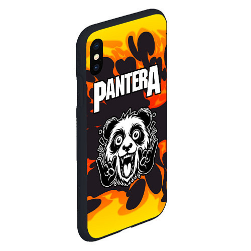 Чехол iPhone XS Max матовый Pantera рок панда и огонь / 3D-Черный – фото 2