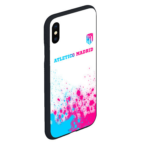 Чехол iPhone XS Max матовый Atletico Madrid neon gradient style посередине / 3D-Черный – фото 2