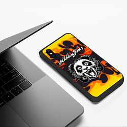 Чехол iPhone XS Max матовый Rolling Stones рок панда и огонь, цвет: 3D-черный — фото 2