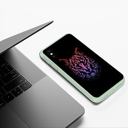 Чехол iPhone XS Max матовый Realistic gradient wolf, цвет: 3D-салатовый — фото 2