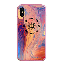 Чехол iPhone XS Max матовый Тибетский символ тульпы, цвет: 3D-розовый