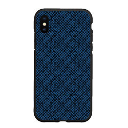 Чехол iPhone XS Max матовый Паттерн чёрно-синий мелкая клетка, цвет: 3D-черный