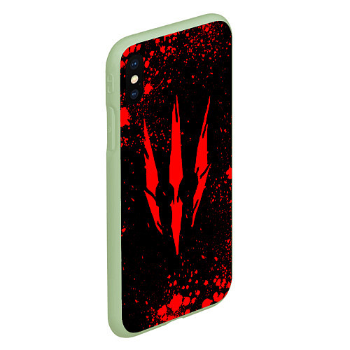 Чехол iPhone XS Max матовый The witcher - Краскый логотип и брызги / 3D-Салатовый – фото 2